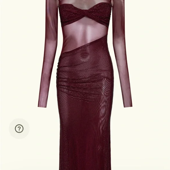Meshki Burgundy One-Shoulder Sequin Gown - Picture 8 of 8